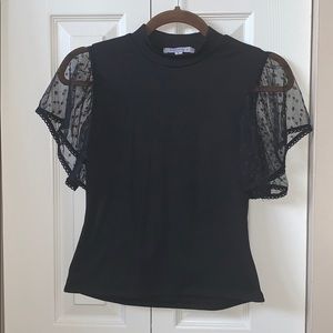 Black Blouse w/ Puffy Sleeves- Small